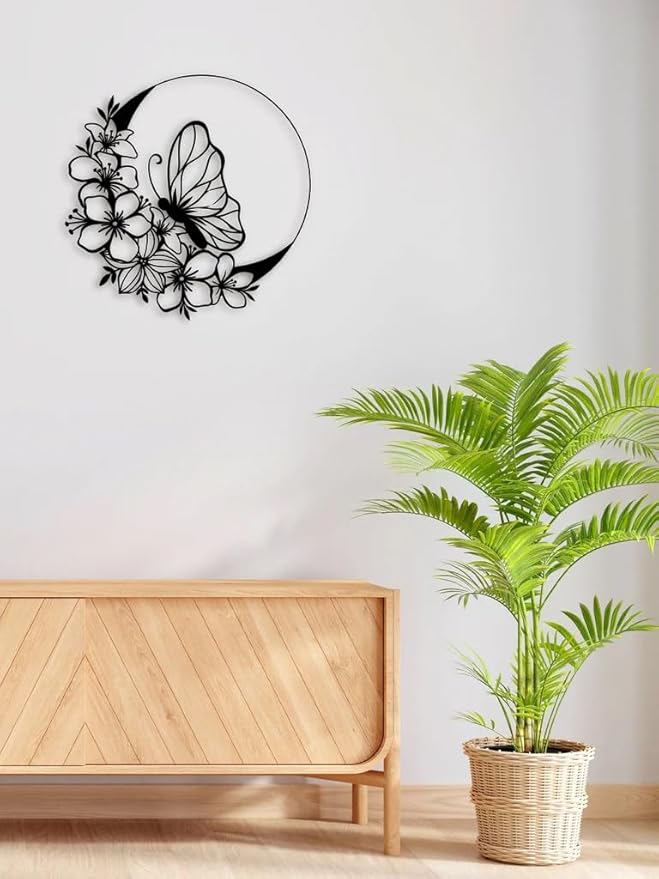 Flowers Ring Butterfly Metal Wall Art, butterfly Tree Decor, Wildlife Wall Art, Large Wall Art, Above Fireplace Decor,Animal Decor, butterfly Lover Gift,Man Cave Gift - My Store