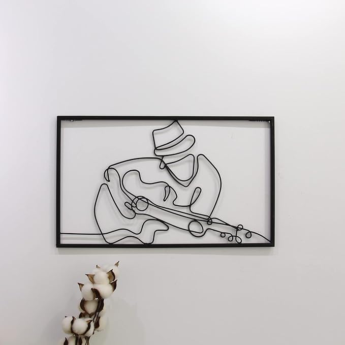 Guitar Art Wall Decor - Black Metal Guitar Decor for Music Room, Living Room, Bedroom & Study - My Store