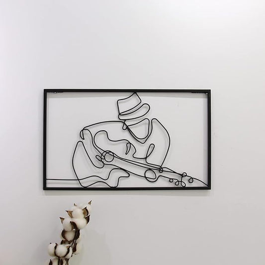 Guitar Art Wall Decor - Black Metal Guitar Decor for Music Room, Living Room, Bedroom & Study - My Store