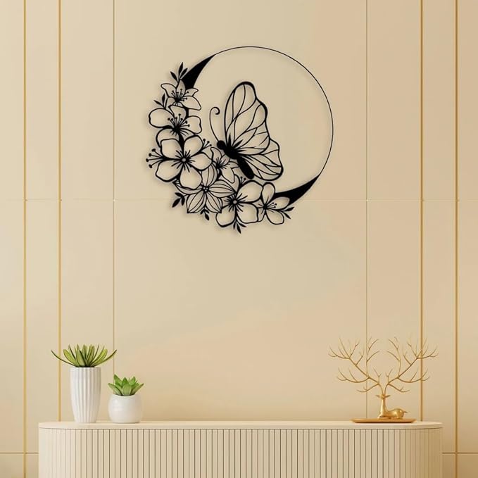 Flowers Ring Butterfly Metal Wall Art, butterfly Tree Decor, Wildlife Wall Art, Large Wall Art, Above Fireplace Decor,Animal Decor, butterfly Lover Gift,Man Cave Gift - My Store