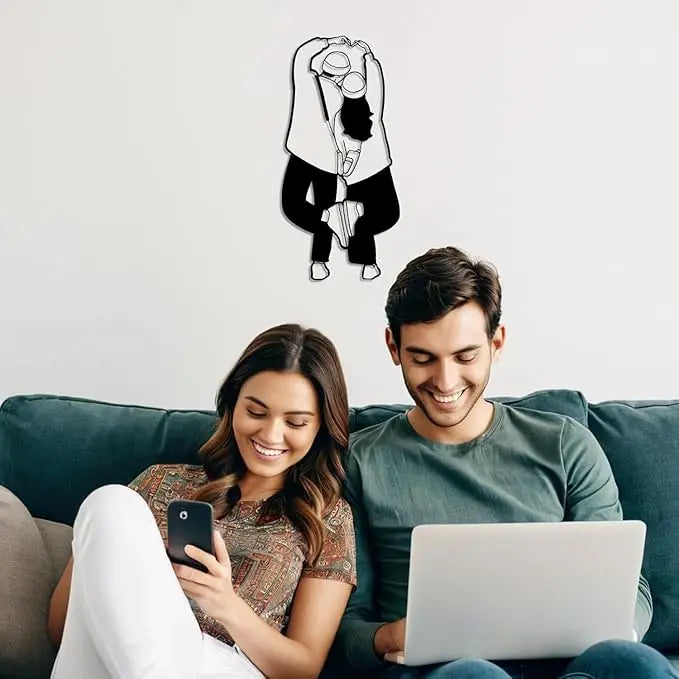 1 Piece Black Metal Couple Love Wall Decoration Metal Wall Art Love Decoration - My Store