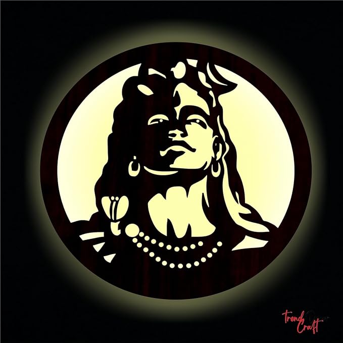 Shiv LED Wall Decor Light – 12x12 Inch Wooden Art, Spiritual Home Decor, Perfect for Living Room & Meditation Spaces - My Store