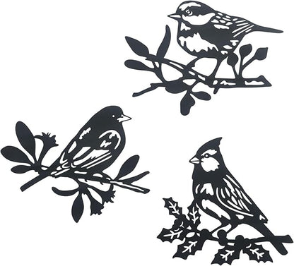 Wall hanging animal wall decoration, metal statue pendant, silhouette art wall decoration, hanging indoor, outdoor, nature style, bird wall hanging set of 3 - My Store