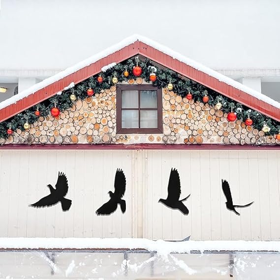 4 Pieces Flying Bird Wall Sculptures Haitian Wooden Birds Wall Art Decor Bird Silhouette Wall Art Bird metal Wall Art Sign for Home Living Room Bedroom Kitchen Dining Room Hanging Wall Decor, 4 Size