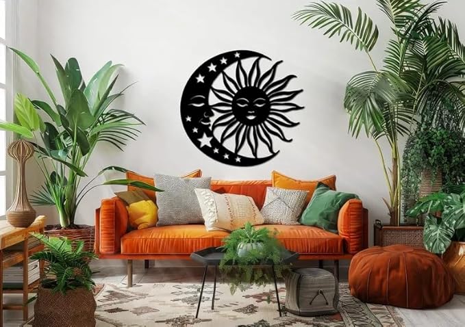 Sun And Moon Metal Sign Wall Art, Day And Night Sign, Celestial Wall Art, Housewarming Gift, Mystic Home Decor, yoga Room Wall Art - My Store