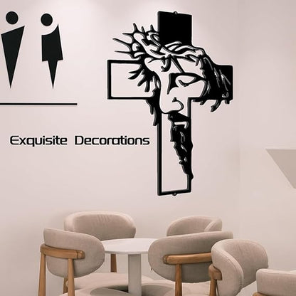 Carved Wall Cross for Church & Home Decor - Unique Black Crucifix with Intricate Patterns for Baptism & Religious Occasions | Christian Wall Art, Faith Decor