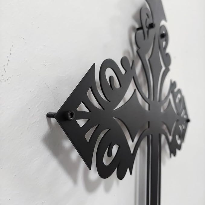 Crosses Wall Decor | Metal Cross Wall ART | Christian Religious Wall Signs | Spiritual Hanging Wall Decorations | Black - My Store
