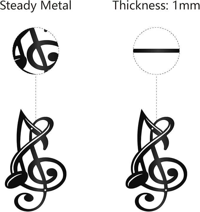 Musical Note Wall Decor – Metal Music Wall Art Decor, Black Iron Hollow Note Sculpture, Hanging Rustic Wall Sign for Studio, Living Room, Bedroom, Front Porch, Home Decor - My Store