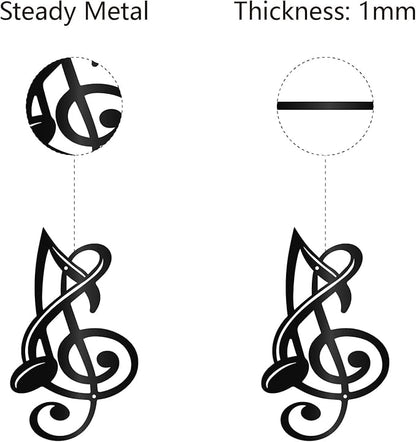 Musical Note Wall Decor – Metal Music Wall Art Decor, Black Iron Hollow Note Sculpture, Hanging Rustic Wall Sign for Studio, Living Room, Bedroom, Front Porch, Home Decor - My Store