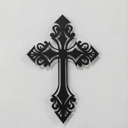 Crosses Wall Decor | Metal Cross Wall ART | Christian Religious Wall Signs | Spiritual Hanging Wall Decorations | Black - My Store