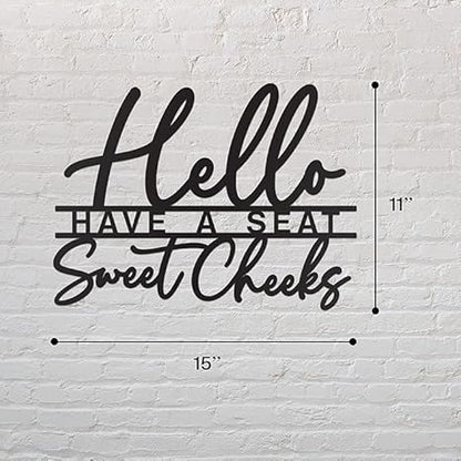 Hello Sweet Cheeks METAL WALL (15x11 cm) Modern Black Rectangular Tabletop Decorative Sign