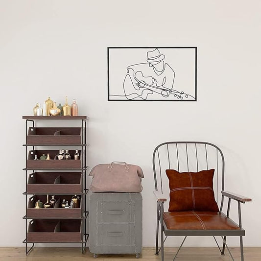 Guitar Art Wall Decor - Black Metal Guitar Decor for Music Room, Living Room, Bedroom & Study - My Store