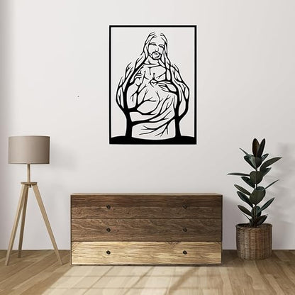 Blessing Jesus Christ Hanging Metal Wall Art Decor - 60cm Inspirational Christian Wall Art for Home and Church