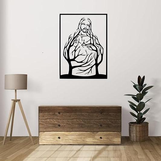 Blessing Jesus Christ Hanging Metal Wall Art Decor - 60cm Inspirational Christian Wall Art for Home and Church