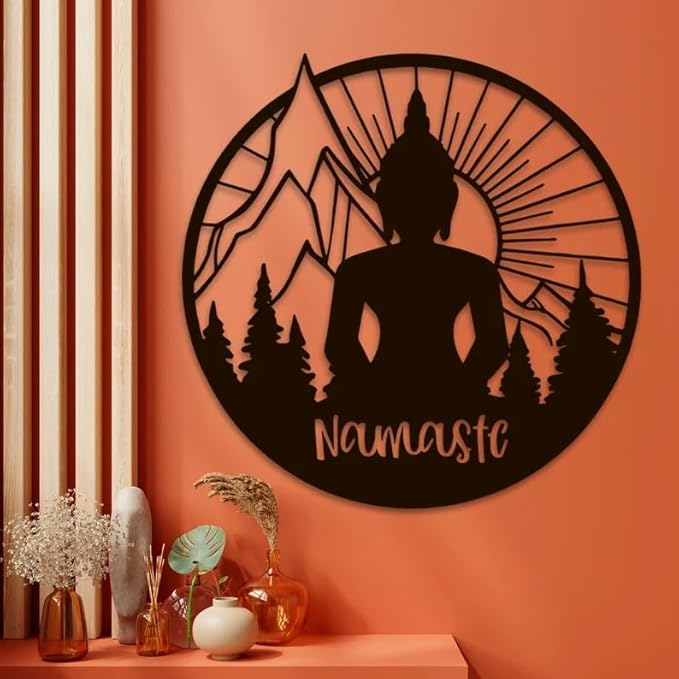 Buddha Wall Art, Meditation Wall Decor, Namaste METAL Sign, Yoga Wall Art, Zen Artwork, Meditation Room Decor, Spiritual Gift, Hindu Wall Art - My Store