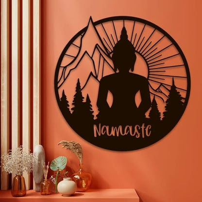Buddha Wall Art, Meditation Wall Decor, Namaste METAL Sign, Yoga Wall Art, Zen Artwork, Meditation Room Decor, Spiritual Gift, Hindu Wall Art - My Store