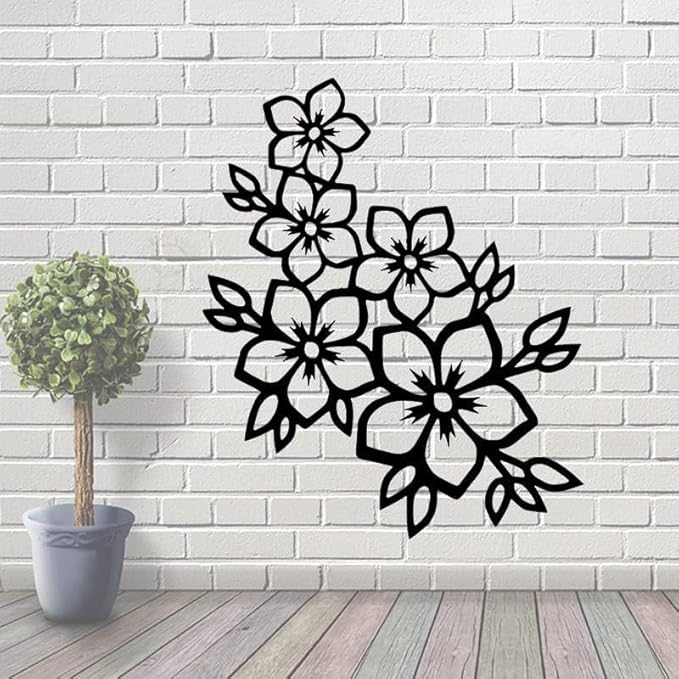 Decoration Wall Art Home Decor - Flowers Wall Decor,Multiple Flowers Hanging Decor for Bathroom Living Room Home Office Garden Kitchen - My Store