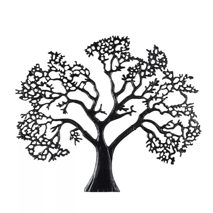 METAL Tree Large Textured Wall Decor Black: Contemporary Style, Vertical Orientation, Nature Artwork - My Store