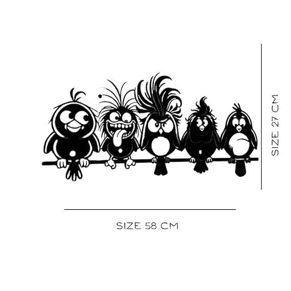 BLIND SHOP Funny Cartoon Birds Metal Wall Art, Unique Bird Wall Decor, Whimsical Home Decor, Laser Cut Metal Art, Funny Animal Wall Hanging (58x27x1.5 CM)