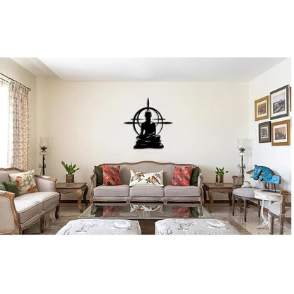 Metal Wall Sign | Yoga Studio Decor | Meditation Art | Spiritual accessory | 30 iches | Black - My Store