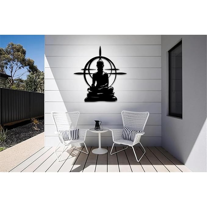 Metal Wall Sign | Yoga Studio Decor | Meditation Art | Spiritual accessory | 30 iches | Black - My Store