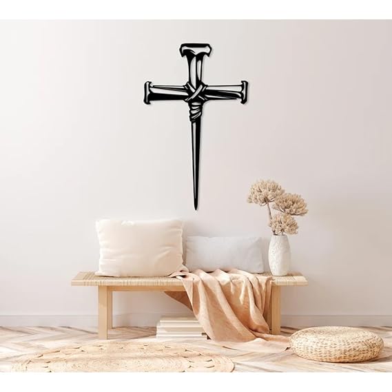 BLIND SHOP Cross Faith Metal Wall Art, Christian Religious Decor, Jesus Cross Metal Wall Decor, Christian Home Gift, Faith Decor, Easter Home Decor Art