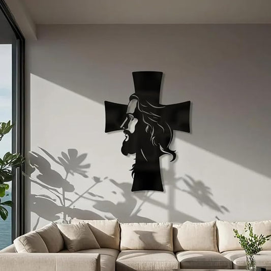 Metal Wall Art, Metal Jesus Wall Decor, Metal Jesus and the Cross Decor,Large Jesus Metal Wall Art, Christian Home Decor, Jesus Cross Decor BLIND SHOP JAIPUR