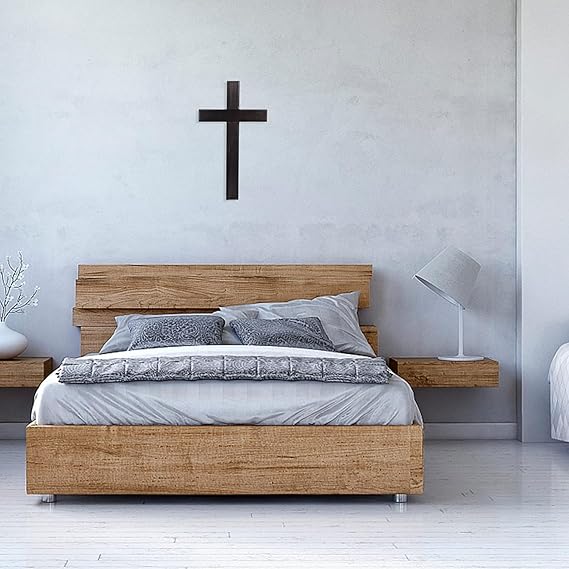 BLIND SHOP METAL CROSS Wall Hanging – Rustic Jesus Cross Decoration, Wall Mounted Christian Cross Ornament, Faith-Based Home Decor for Weddings, Parties & Meditation (45x30x1.5 CM)