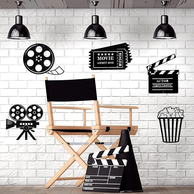 5 Pieces Movie Theater Decor - Home Movie Theater Room Decor, Cinema and Popcorn Wall Art,for Home & Party Decor - My Store