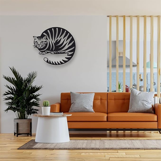 Roll over image to zoom in BLIND SHOP Metal Wall Art, Metal Cat Art, Geometric Cat Decor, Home Decoration, Wall Hangings, Metal Sign, Cat Lover Gift, Metal Wall Decor - My Store