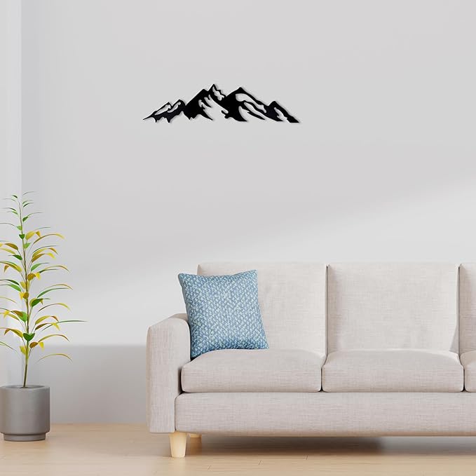 Mountain Metal Wall Hanging Arts Home Decor, Durable, Good ambience Metal Wall Art for Bedroom,Living Room,Drawing Room,Hotel,Office,Home Garden (23.7 inch x 6 inch, Black) - My Store