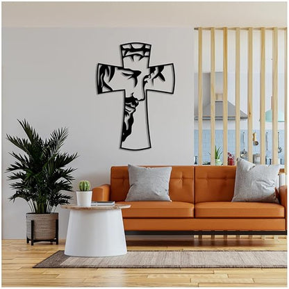 Jesus on Cross Symbol Metal Wall Art | Religious Christian Wall Decor | Faith-Inspired Jesus Crucifix | Christian Home (50x36x1.5 CM)