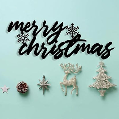 Merry Christmas Metal Wall Sign - Christmas Metal Wall Decor - Black Sign Wall Decor - Holiday Gifts