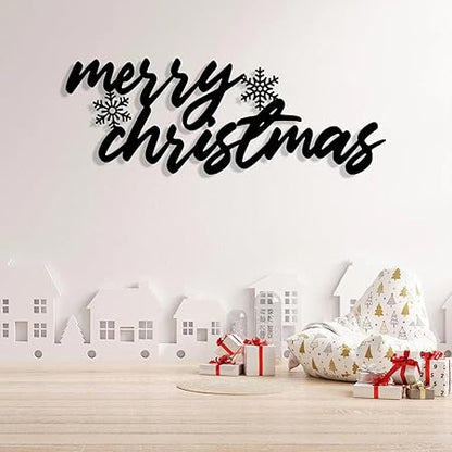 Merry Christmas Metal Wall Sign - Christmas Metal Wall Decor - Black Sign Wall Decor - Holiday Gifts
