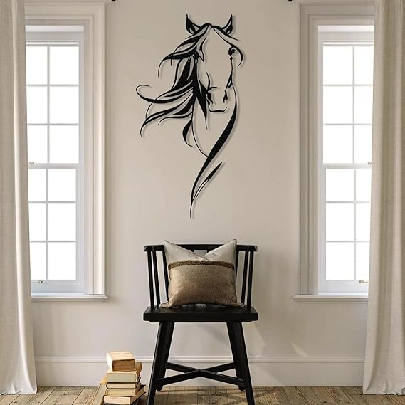 BLIND SHOP Horse Head Metal Wall Art, Metal Horse Sign Metal Wall Art Elegant Horse Horse Gifts Horse Gift Horse Lover Gift Metal Sign Extra Large Art