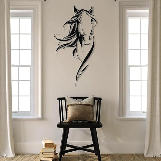 BLIND SHOP Horse Head Metal Wall Art, Metal Horse Sign Metal Wall Art Elegant Horse Horse Gifts Horse Gift Horse Lover Gift Metal Sign Extra Large Art