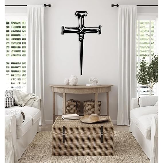 BLIND SHOP Cross Faith Metal Wall Art, Christian Religious Decor, Jesus Cross Metal Wall Decor, Christian Home Gift, Faith Decor, Easter Home Decor Art