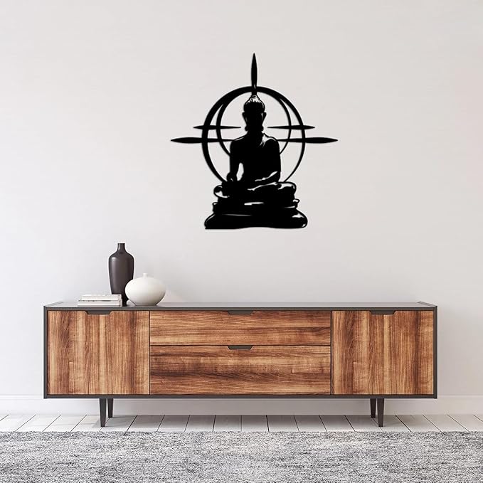 Metal Wall Sign | Yoga Studio Decor | Meditation Art | Spiritual accessory | 30 iches | Black - My Store