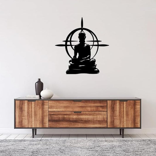 Metal Wall Sign | Yoga Studio Decor | Meditation Art | Spiritual accessory | 30 iches | Black - My Store