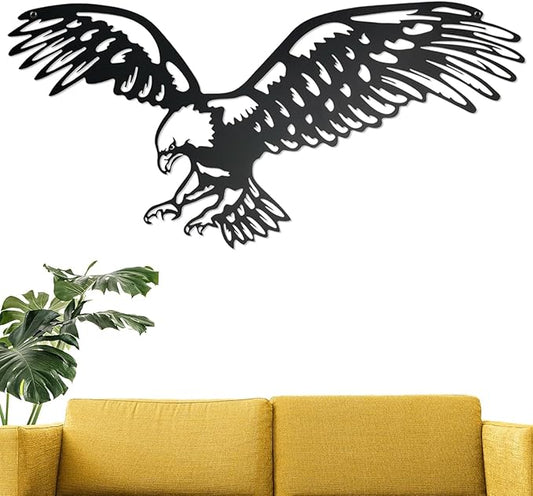 BLIND SHOP Eagle Decor Metal Wall Art, Black Metal Wall Decor, Patriotic Decoration for Men’s Room Garage Outdoor, 24 cm - My Store