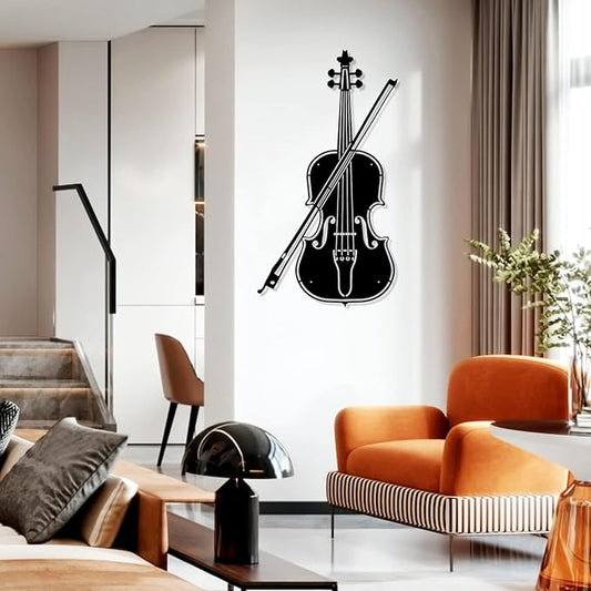 Music Violin Wall Art Metal Violin Decoration Music Metal Wall Art for Living Room Decor Bedroom Decor Studio Decor Home Indoor Outdoor Decorations（ - My Store
