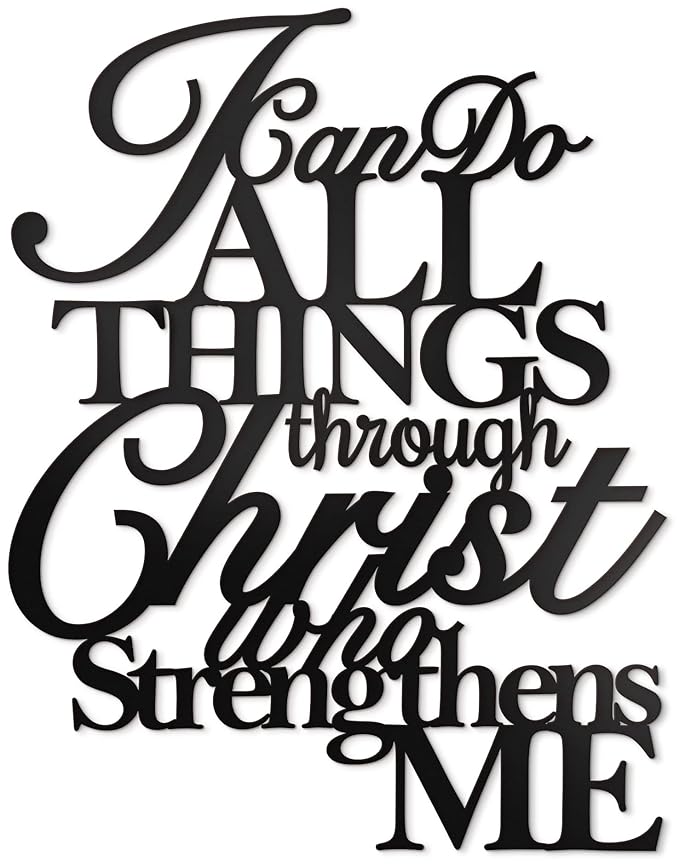 I Can Do All Things Through Christ Metal Wall Art, 17"X13" Philippians 4:13 Home Decor - Religious Scripture BLIND SHOP JAIPUR