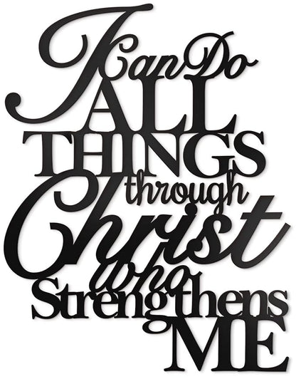 I Can Do All Things Through Christ Metal Wall Art, 17"X13" Philippians 4:13 Home Decor - Religious Scripture BLIND SHOP JAIPUR