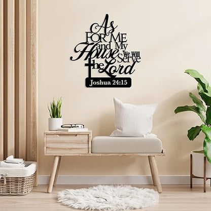 As For Me and My House We Will Serve The Lord Wall Sign, Christian Metal Wall Art, Religious Decor, Bible Verse Sign, Gift for Christians (45x43x1.5 CM)