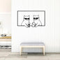 BLIND SHOP Cool Cats Drinking Metal Wall Art, Fun Black Cat Wall Hanging, Minimalist Line Art, Animal Metal Wall Art, Metal Wall Decor, Metal Wall Art (50X33X1.5 CM)