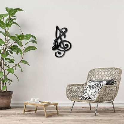 Musical Note Wall Decor – Metal Music Wall Art Decor, Black Iron Hollow Note Sculpture, Hanging Rustic Wall Sign for Studio, Living Room, Bedroom, Front Porch, Home Decor - My Store