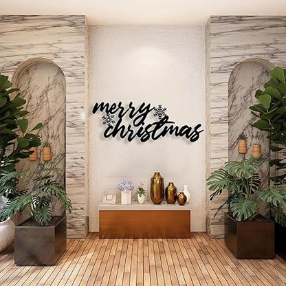 Merry Christmas Metal Wall Sign - Christmas Metal Wall Decor - Black Sign Wall Decor - Holiday Gifts