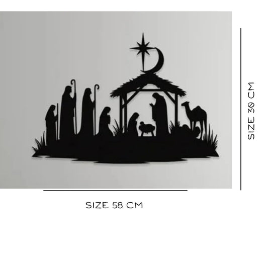 Nativity Wall Decor - Premium Metal Wall Art for Home & Church | Religious Christian Decor | 58x30 cm Gift