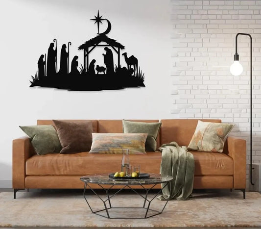 BLIND SHOP Nativity Wall Decor, Nativity, Nativity Scene, Nativity Wall Art, Jesus, Jesus Art, Christian, Christian Art, Wall Art, Gift (58x30x1.5 CM)