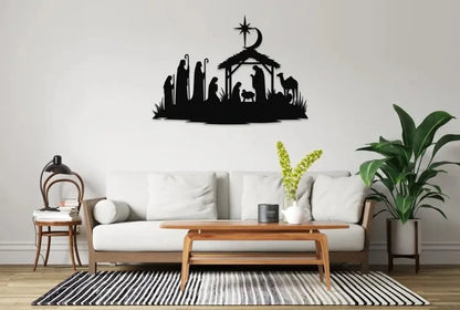 BLIND SHOP Nativity Wall Decor, Nativity, Nativity Scene, Nativity Wall Art, Jesus, Jesus Art, Christian, Christian Art, Wall Art, Gift (58x30x1.5 CM)